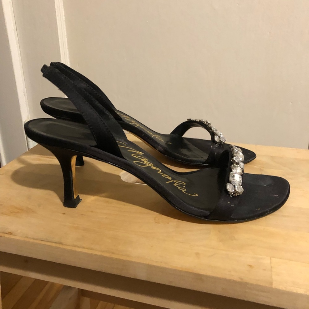 Vintage (2005) Magnolia Black Slingback Heels with Embellishments